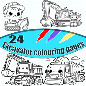 printable excavator Coloring Pages featuring educational Construction digger