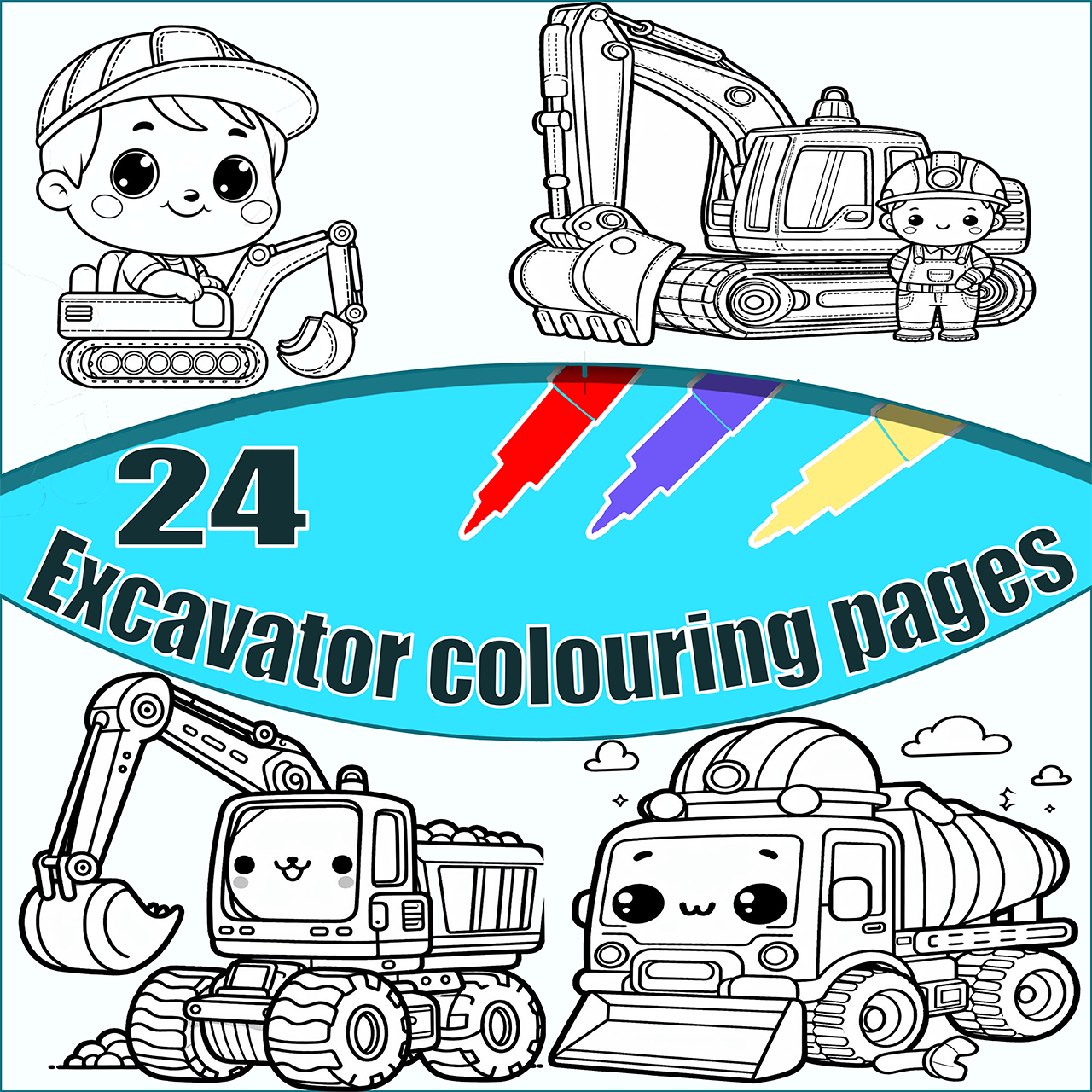 Printable Excavator Coloring Pages; Educational Construction Digger Coloring Sheet; Construction Digger Coloring Printable; Excavator Coloring Sheet for Kids; Educational Coloring Page with Construction Theme; Printable Digger Coloring Activity ; Coloring Page Featuring Construction Machinery; Excavator Coloring Picture for Children; Educational Coloring Sheet with Digger Illustration;