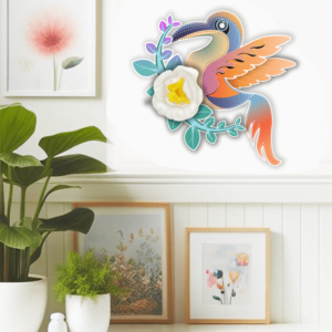 colourful 3D Hummingbird Paper Craft ,Wall Hanging Bird Decoration
