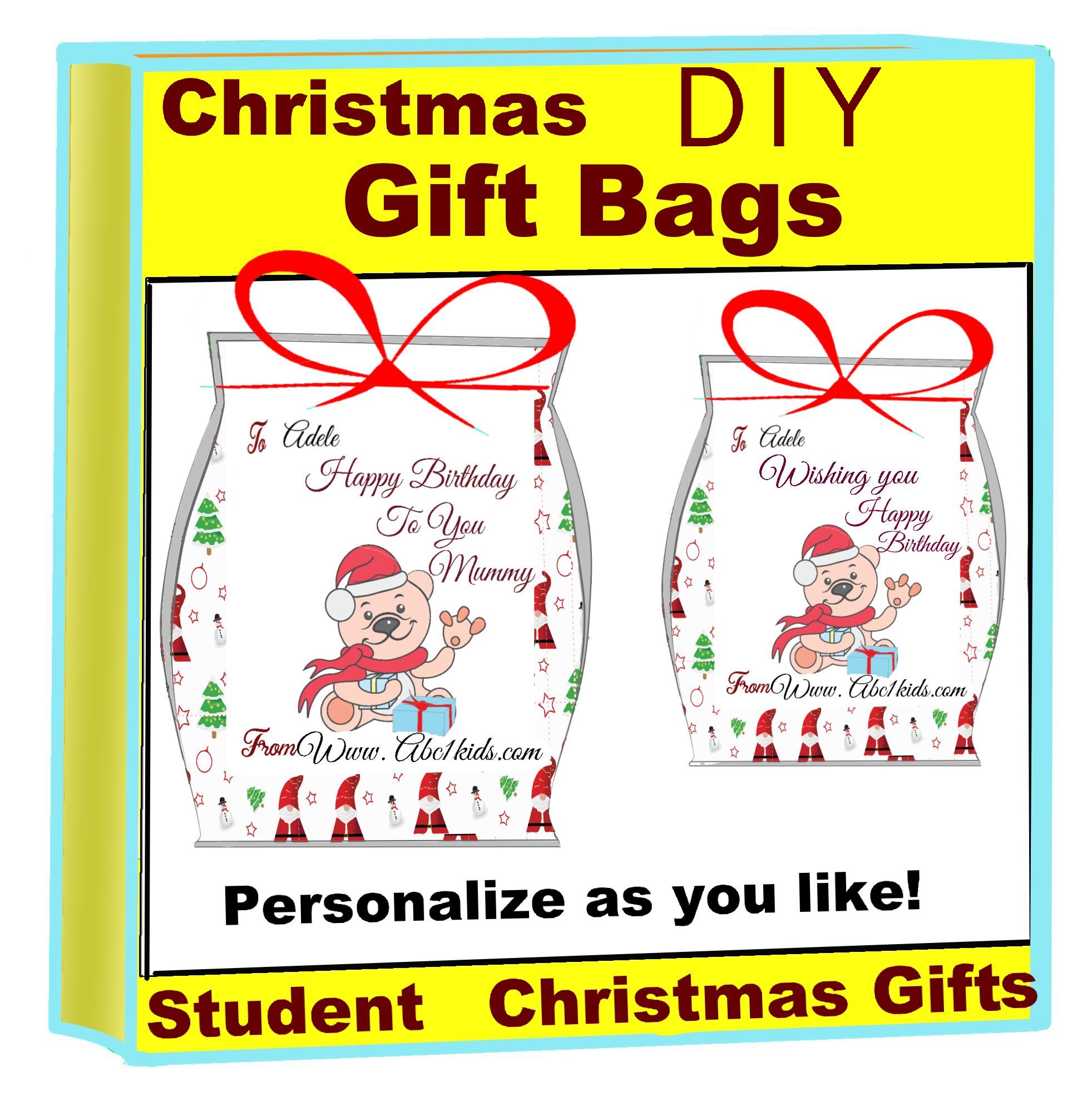 Christmas diy gift bags, personalize gift bags