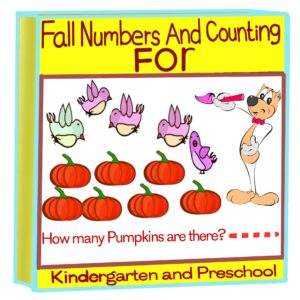Fall math work for kindergarten, Autumn counting worksheets