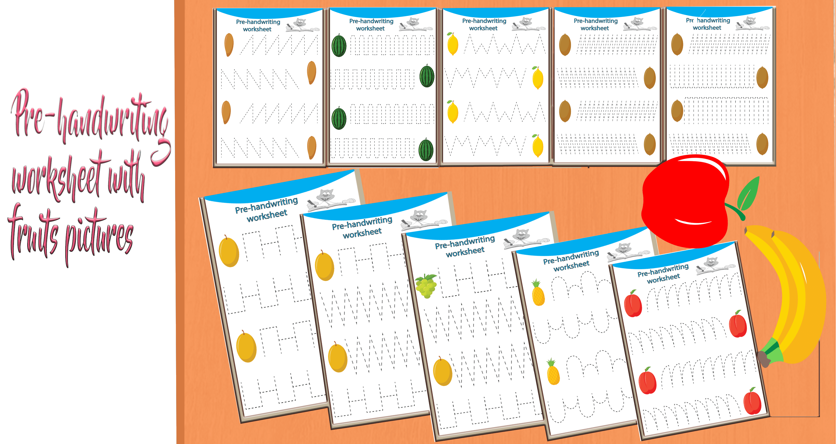 PRE-HANDWRITING WORKSHEETS WITH PICTURES