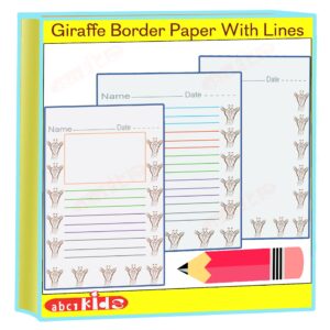 Giraffe Border Paper With Lines , lined writing paper , handwriting practice lined paper, abc1kids