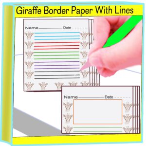 Giraffe Border Paper With Lines , lined writing paper , handwriting practice lined paper, lined paper printables, abc1kids