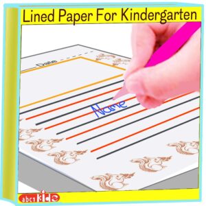 Lined paper for kindergarten with squirrel border